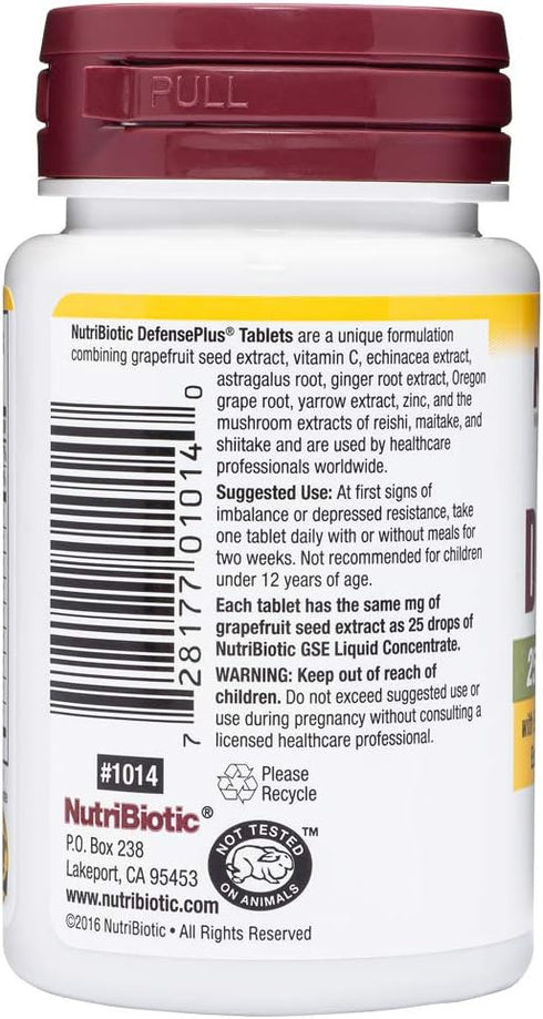 NutriBiotic – DefensePlus, 45 Tablets | 11 in 1 Immune Support with Vitamin C, Zinc, Echinacea, Vegan & Gluten Free