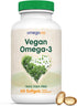 OmegaVia Vegan Omega 3 Supplement, 60 Softgels, 300mg Vegan DHA Omega-3 Fatty Acids, Plant Based, IFOS 5 Star Tested