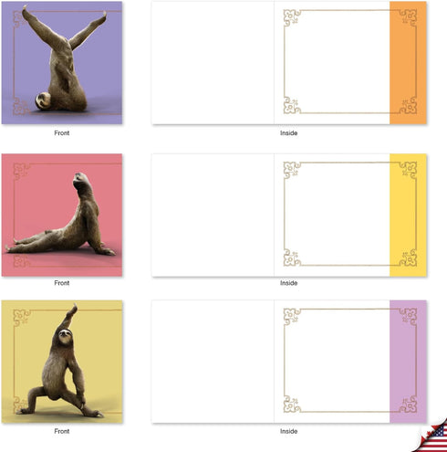 The Best Card Company - 20 Blank Yoga Animal Cards, All Occasion Kids Set (4 x 5.12 Inch, 10 Designs)