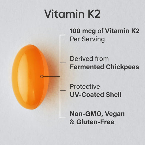 Sports Research Vitamin K2 as MK-7 100mcg with Coconut MCT Oil - 120 Vegan Softgels, Non-GMO, Gluten & Soy Free