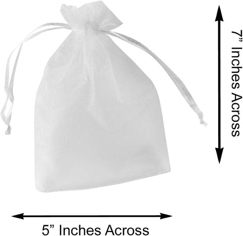 Super Z Outlet 100 Pack Mini Sheer Drawstring Organza Bags, 5x7 Inch Transparent Pouches for Wedding, Party Gifts