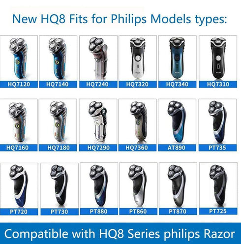 HQ8 Replacement Heads for Norelco Aquatec Shavers, HQ8 Blades for Compatible with Philips Razor PT720 AT880 AT810 Heads,3-pc Pack