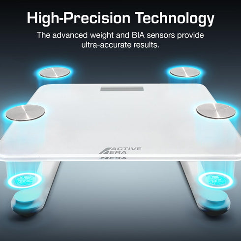 Active Era Digital Bathroom Bluetooth Scales - Weight and Body Fat Scale, Calculates BMI, White