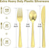 200 Count Heavy Duty Gold Plastic Silverware, 100 Forks, 50 Spoons, 50 Knives, BPA-Free, Heat Resistant, Disposable Gold Plastic Utensils Set, Gold Plastic Cutlery Set, Plasticware Bulk for Party by Dealusy