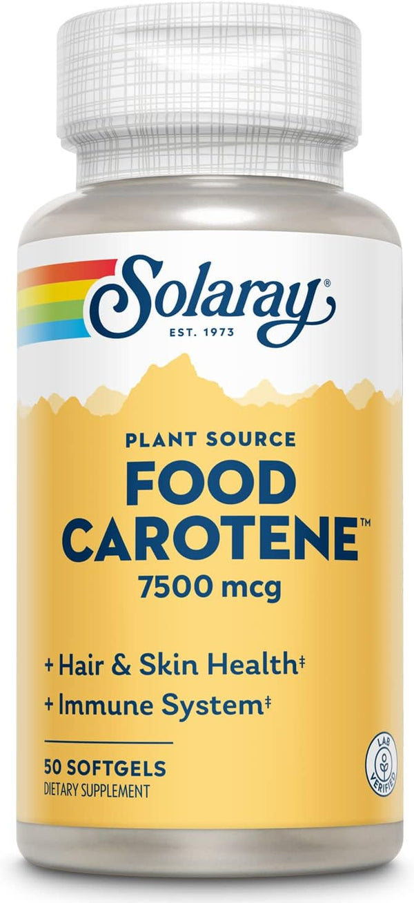 SOLARAY Food Carotene, Vitamin A as Beta Carotene 25000IU | 50ct Carotenoids for Skin & Eyes, Immune Support