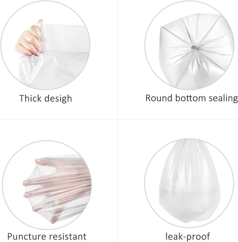 RayPard Strong Tall Kitchen Trash Bags, 13 Gallon, 100 Counts, Clear, fit 12-15 Gal, for Home Office Bathroom Bedroom