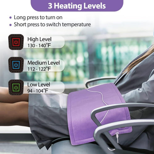USB Heating Pad for Car - Portable Heated Travel Blanket Pads for Pain Relief (16"x 12", Purple)