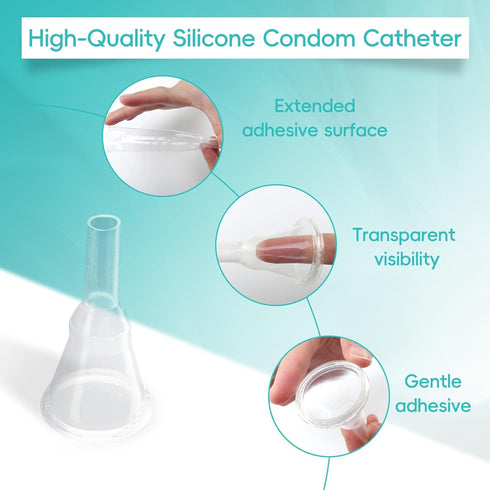 Men10 Pack Set,Disposable Incontinence(0.98in/25mm/Small Silicone External Condom Catheter for Adhesive Catheter Day