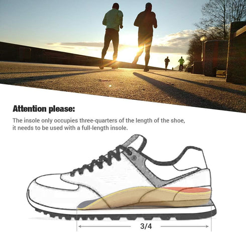 RooRuns Plantar Fasciitis Insoles - Orthotic Inserts 3/4 Length with Metatarsal Pads, High Arch Support