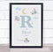 The Card Zoo New Baby Birth Details Nursery Christening Blue Planes Initial R Gift Print