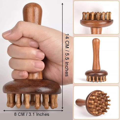OULIGET Wooden Trigger Point Massage Tool,Sandalwood Comb Head Massager,Gua Sha Comb Tool