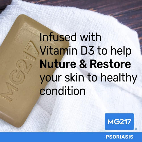MG217 Psoriasis Dead Sea Exfoliating Bar Soap, Heal & Condition with Dead Sea Salt & Vitamin D3 for Skincare