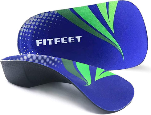 RooRuns FitFeet Orthotic Inserts 3/4 Length - High Arch Support Insoles for Over-Pronation, Plantar Fasciitis