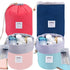 INVODA 4PCS Cosmetic Bag, Barrel Shaped Travel Makeup Bags, Large Capacity Waterproof Drawstring Toiletry Bag