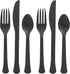 Reusable Jet Black Plastic Cutlery Assortment - Pack of 200 (Forks, Knives,