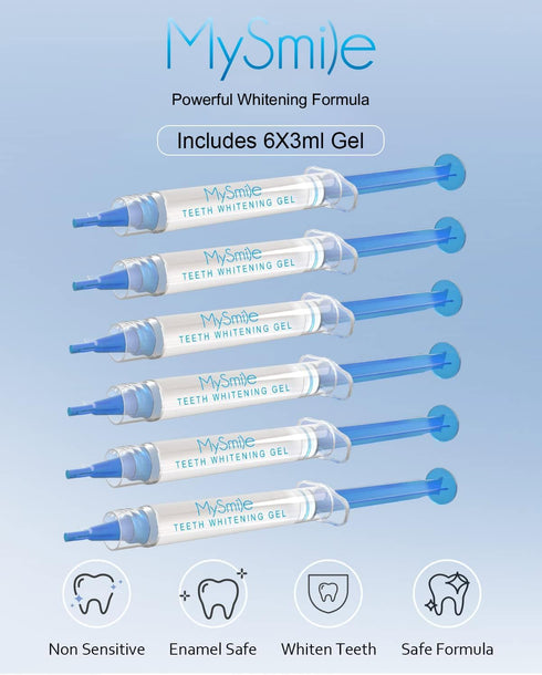 MySmile Teeth Whitening Gel Refills Pack, 6 Non-Sensitive Gel Pens for Fast Result Whitening