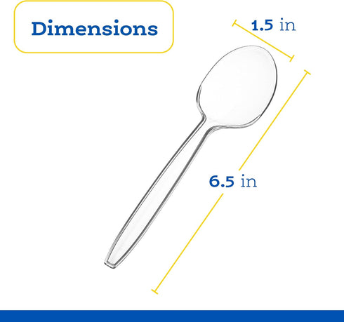 Plasticpro Disposable Clear Plastic Cutlery, Heavyweight Soup Spoons, 100 Count