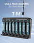 RayHom 8Pack 1.5V 1100 1000+ Rechargeable AAA Lithium Batteries with Charger, Li-ion Triple a Battery, mWh High