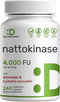 Nattokinase 4,000 FU Per Serving - 240 Veggie Capsules with Bromelain, Turmeric Curcumin & Black Pepper Complex