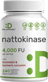 Nattokinase 4,000 FU Per Serving - 240 Veggie Capsules with Bromelain, Turmeric Curcumin & Black Pepper Complex