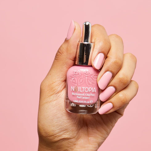 Nailtopia Plant-Based Chip Free Nail Lacquer, Non Toxic Long-Lasting Polish - Uptown Girl (Light Pink) - 0.41oz