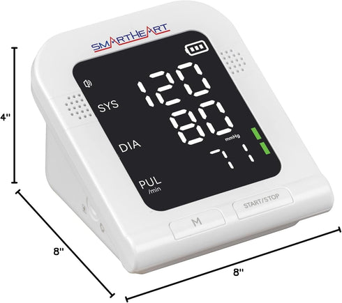 SmartHeart Blood Pressure Monitor, Wide-Range Upper Arm Cuff, Talking English Spanish Instructions, 199-Reading Memory