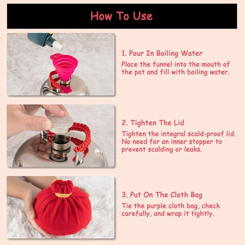 LUOZIQINX 0.6l/1l/1.5l/2l Therapy,1.5l Metal Hot Water Bottle, Body Hand Feet Warmer, Winter Hot Water Bottles for Pain