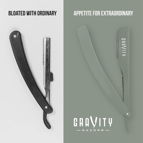 Professional Straight Razor Kit - Ultra Exposed Straight Razor with 10 Gravity Premium Blades, 2mm Exposed (Dynasty)