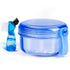 Leak Proof Portable Denture Bath Case, Denture Cleaning Cup, False Teeth Holder, Transparent Blue