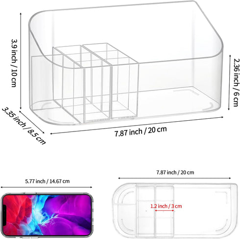 Clear Makeup Tray Holder Organizer Cosmetic Display Case, Small Makeup Organizer for Vanity Bathroom Counter Countertop Tabletop Desktop Vanity Drawers (Clear) by LETURE