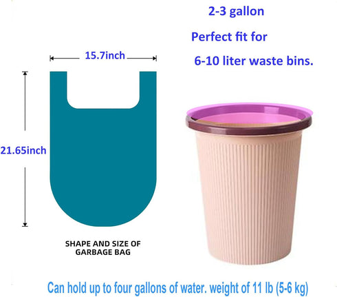 2-3 Gallon Tear-Free Small Trash Bags, 200 Counts, with Handles for Bathroom Kitchen