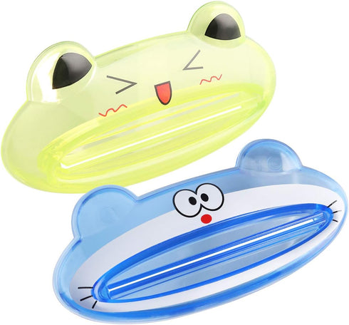PASOW (Pack 5 Cartoon Animal Plastic Frog Cat Panda Pig Shaped Toothpaste Cream Squeezers of Mix Designs)