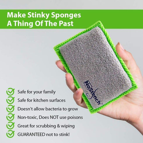 Reusable Sponges for Dishes, 4 Pack Odor Resistant Non-Scratch Microfiber Mesh and Terry Cloth Dishwashing Sponges for