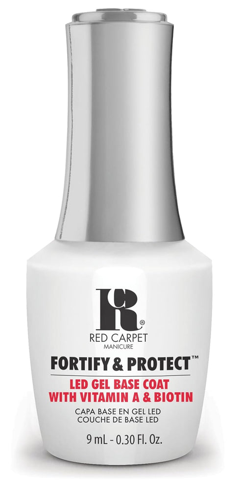 RC Red Carpet Manicure Fortify & Protect LED Gel Base Coat – Strengthens Nails, Long-Lasting Gel Nail Protection (0.3