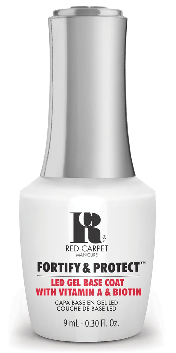 RC Red Carpet Manicure Fortify & Protect LED Gel Base Coat – Strengthens Nails, Long-Lasting Gel Nail Protection (0.3