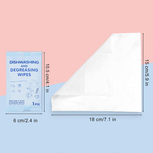 Portable Cleaning Wipes, 200 Disposable Dish Wipes, Individually Wrapped for Quick Cleaning, Easy to Carry