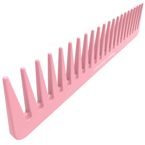 Pink Carbon Wide Tooth Comb for Curly and Straight Hair (7 inch) - Professional Detangling Comb for Styling