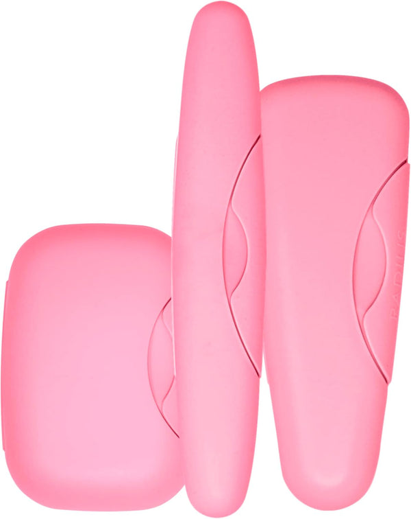 RADIUS Travel Case Value Pack, 3 Count (Toothbrush, Razor, Soap), BPA-Free Recycled Plastic, Portable - Pastel Pink.