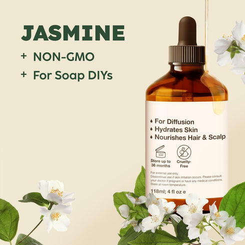Set Set 2X 4 Oz Tuberose Essential Oil for Diffuse & Jasmine Essential Oil for Diffuser - Aromatherapy Grade Essential