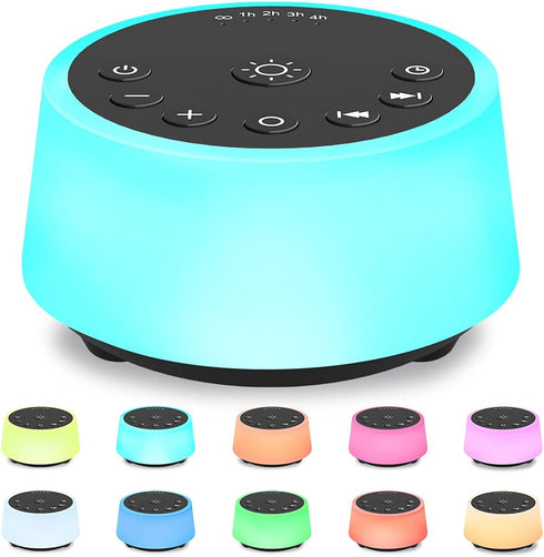 Color Noise Sound Machines with 10 Colors, 25 Soothing Sounds, Sleep White Noise Machine for Adults, Kids
