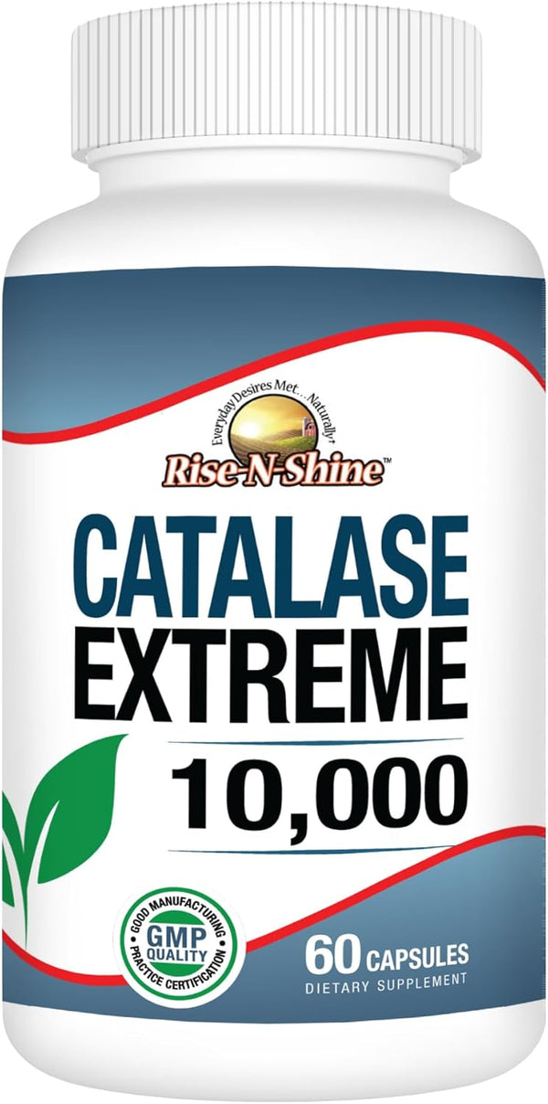 Rise-N-Shine Catalase Extreme Supplement 10,000 - 60 Capsules with Saw Palmetto, Biotin, Fo-Ti, PABA