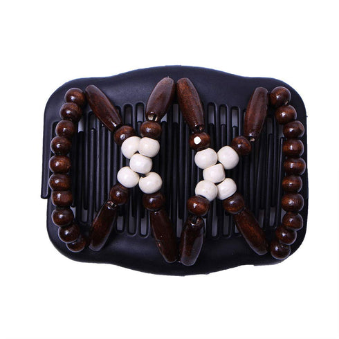LOVEF Thick Hair Clip - Magic Wood Beads Double Hair Comb Clip, 4pcs for Popular Hairstyles