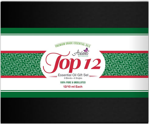 Top 12 Essential Oils Gift Set for Diffuser - Christmas Gifts for Mom, Grandma, Women, Wife, Her for Aromatherapy by Aviano Botanicals