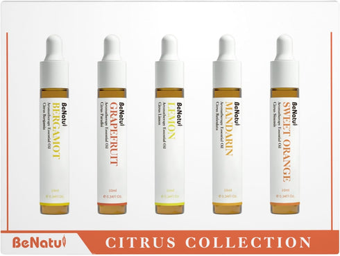 Set 5 Packs Citrus Essential Oil for Diffuser, Natural Fruity Fragrance Blends Gift for Home, Fresh Scent Aromatherapy