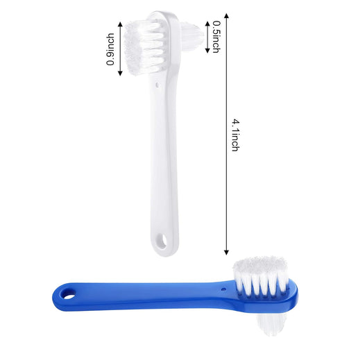 Denture Brush Dual Head Toothbrushes Hard Denture Cleaning Brush Denture Toothbrush Cleaning Brush False Teeth Brush Toothbrush for False Teeth Cleaning, 2 Colors (6 Pieces)