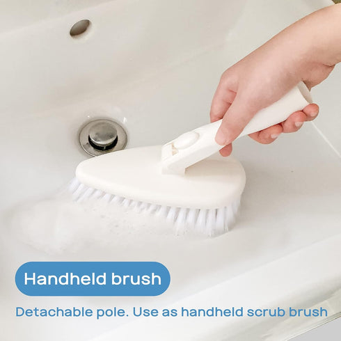 Qaestfy Shower Scrubber Cleaning Brush Combo with 51'' Adjustable Long Handle for Bathroom Cleaning