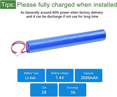 Moriyuan Home 7.4 2000mAh Pack 2.54/2P Volt Li-ion Rechargeable Battery with Wire and JST-XH Plug for DIY Electronics