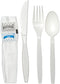 Disposable Individually Wrapped White Plastic Cutlery Kit - Heavy Duty Fork Spoon