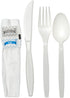 Disposable Individually Wrapped White Plastic Cutlery Kit - Heavy Duty Fork Spoon