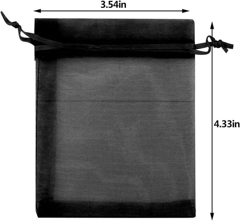 50pcs Organza Bags 3.54''x4.33'' Satin Drawstring Pouch, Wedding Party Favor Gift Bag, Black